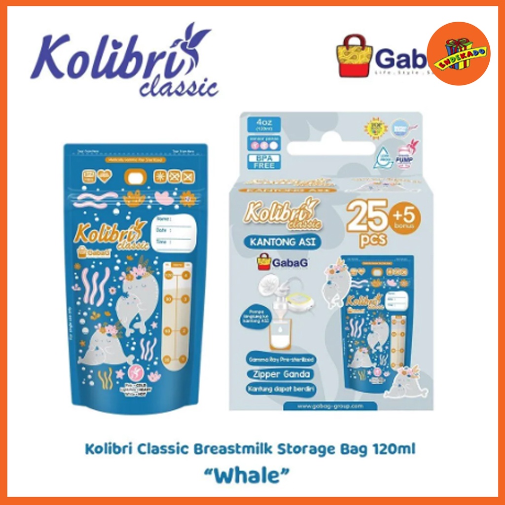 MAKASSAR! GABAG KANTONG ASI KOLIBRI CLASSIC 120ML BOY/GIRL 30pc