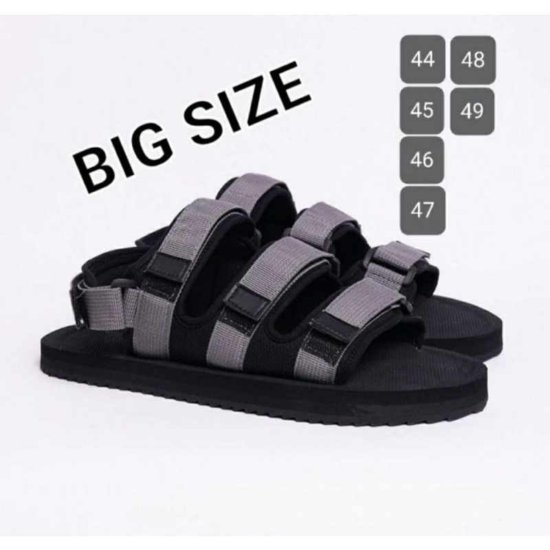 Sandal GUNUNG Gaya Premium Pria Tebal UKURAN Besar 43-49 Sendal Traveling Gaya Sporty Outdoor JUMBO Kuat Awet Cowok Hitam