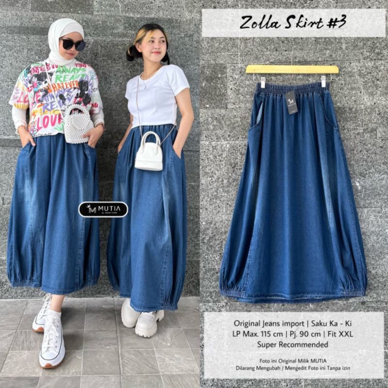 ZOLLA SKIRT #3 BY MUTIA / ROK SKIRT JEANS WANITA MUSLIMAH / Rok jeans polos kekinian