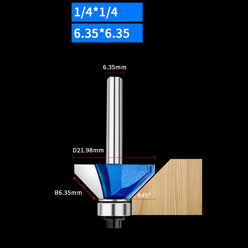 1/4" Mata Router Kayu 6mm/Mata Router 45 Derajat/Mata Profil Router