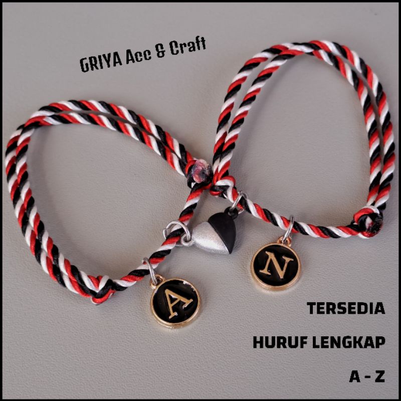 Gelang Tridatu Couple Magnet Love Inisial Huruf Epoxy