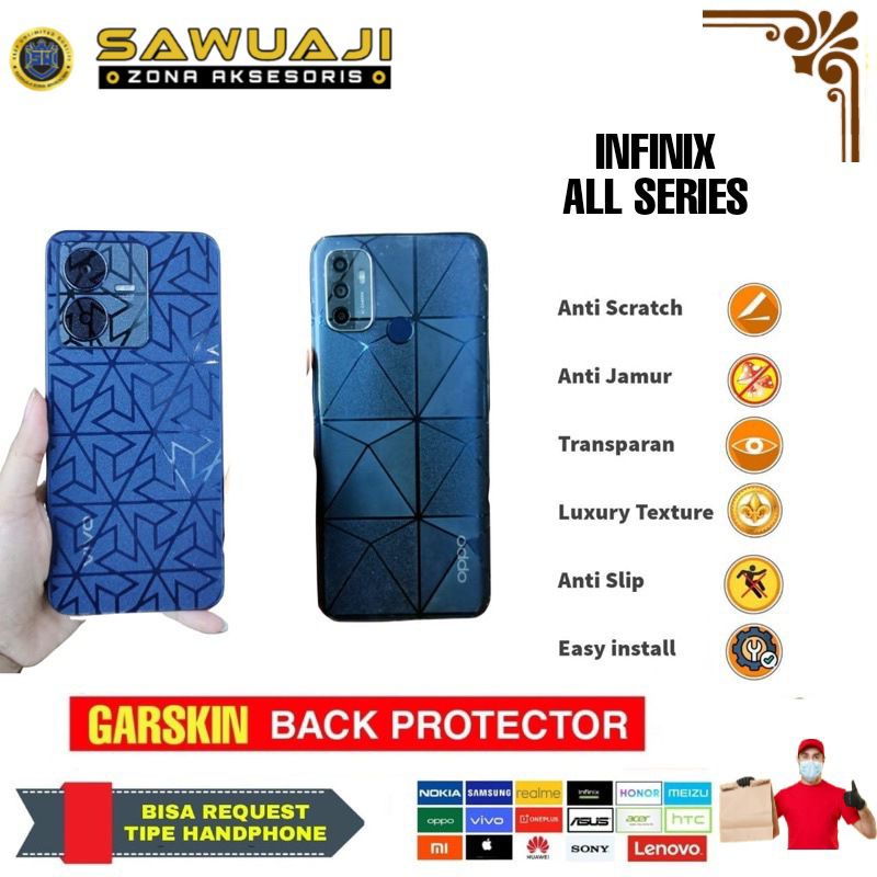 Garskin Skin Back Protector Hydrogel Skin Anti Jamur Infinix Note 7/Infinix Note 8/Infinix Note 10/I