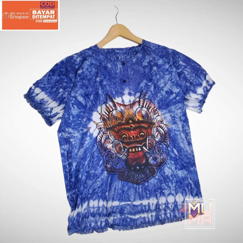 Baju Barong Bali pria wanita- Kaos Bali - Kaos Pantai - baju pria wanita abstrak biru - muma.14
