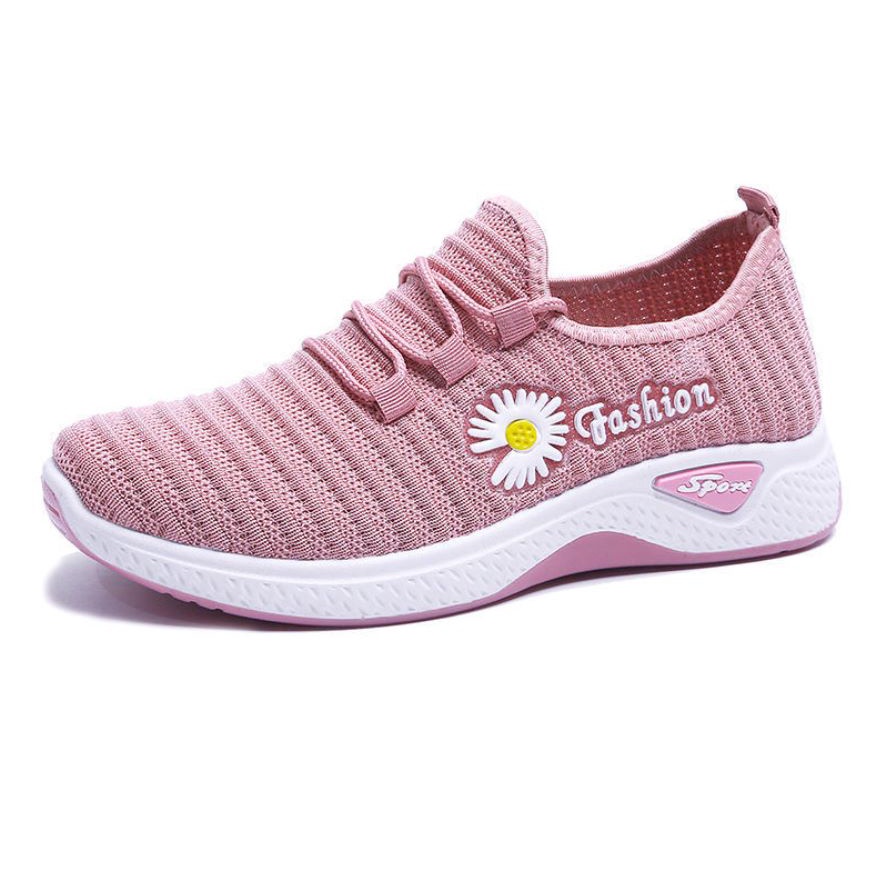 Sepatu Wanita Fashion Korea Nylon Sneakers Casual Flower Import SP062