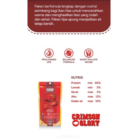 Pelet pakan ikan hias CRIMSON GLORY 100g tipe floting