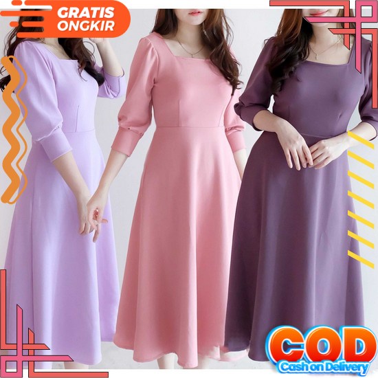 Oy 8353 Dress Wanita Terbaru / Dress Scuba Import Brukat Kekinian Murah Jumbo / Gaun Natal Mewah / S
