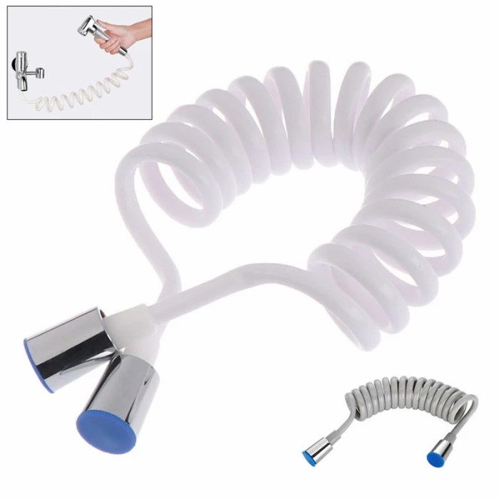 Selang Shower Mandi Toilet Bidet Fleksibel Spring Hose Spiral 2 Meter - Abu-abu