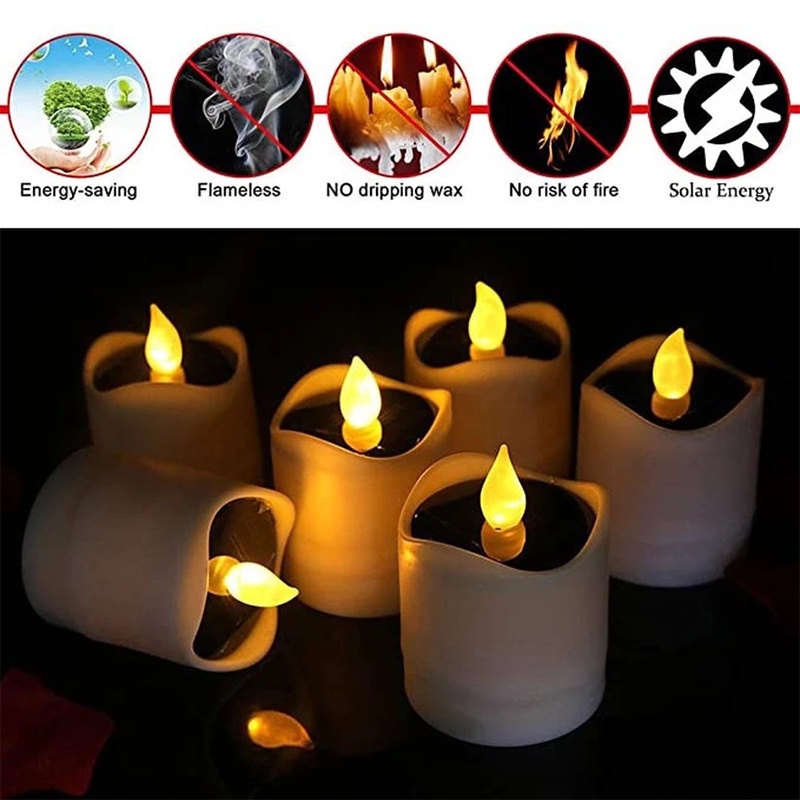 1pc Lampu Lentera Lilin Tenaga Surya Anti Air Hemat Energi Untuk Taman / Camping / Outdoor