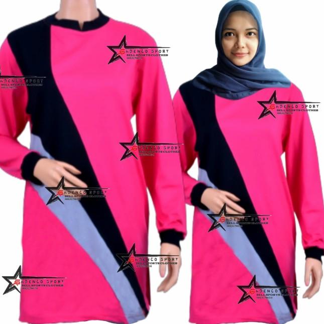 Kaos Olahraga Muslim/Baju Atasan Olahraga Model Muslim - pink, M