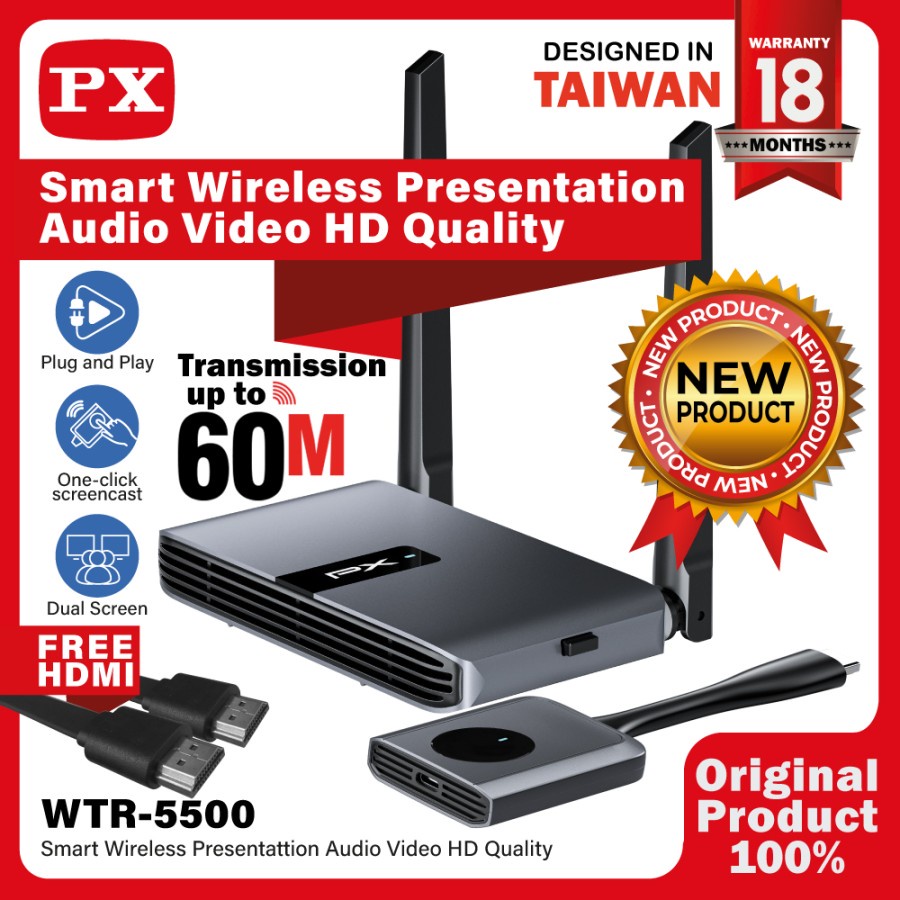 Wireless HDMI Audio Video Transmitter Receiver Display TV -PX WTR-5500 - Gray