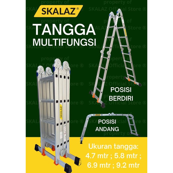 Tangga Aluminium Multipurpose 4,7 mtr Merk SKALAZ
