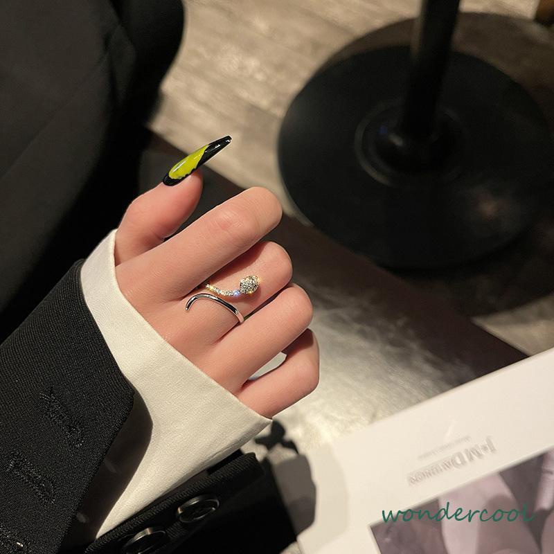 Cincin Kristal Ular Adjustbale Desain Zircon Cincin Untuk Wanita-Won