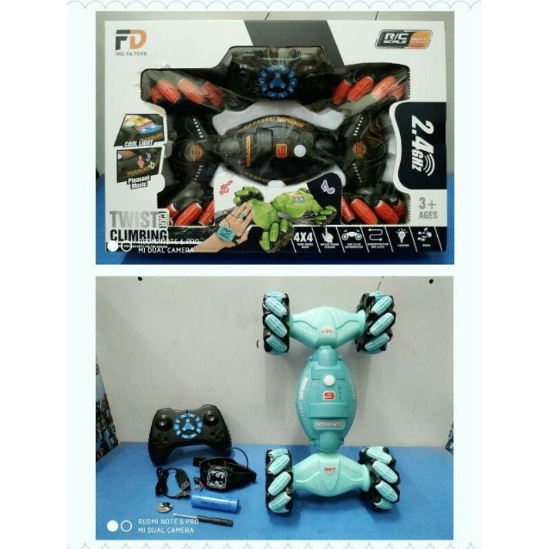 mainan mobil remote control rc twins climbing 2 mode remote / rc twins climbing remote sensor tangan dan remote stik consule / rc adventure 4wd body metal