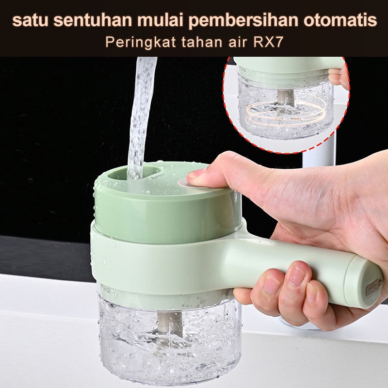 AmazeFan 7in1 portable parutan serbaguna blender elektronik mini juicer Sikat pembersih tanpa kabel kentang chopper penggiling bumbu belender buah vegetable slicer food alat peralatan masak dapur gilingan daging parutan pemotong pengupas processor mixer