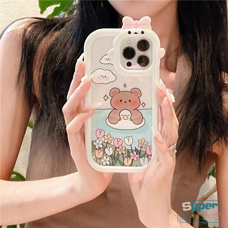 Casing Lensa 3D Bow Little Monster Samsung A14 A04E A50s A32 A52 A04 A12 A22 A03s A13 A03 A73 A53 A04s A50 A02s A51 A23 A21s A52s A71 A11 A33 M22 Beruang Lucu Bumper Tahan Guncangan Soft Case
