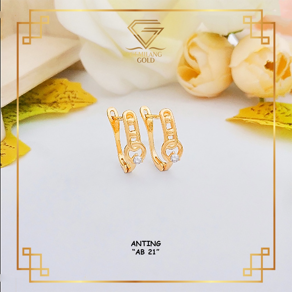 ANTING EMAS ASLI KADAR 300 (6K) & 375 (8K) MODEL BULAT SABUK BELT MATA ANTING EMAS WANITA LUCU & UNI
