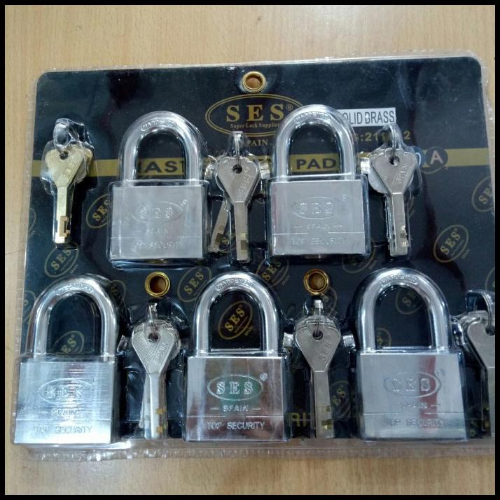 Promo Gembok Kunci Master Key Merk Ses 50Mm Isi 5 Solid Brass Kuningan