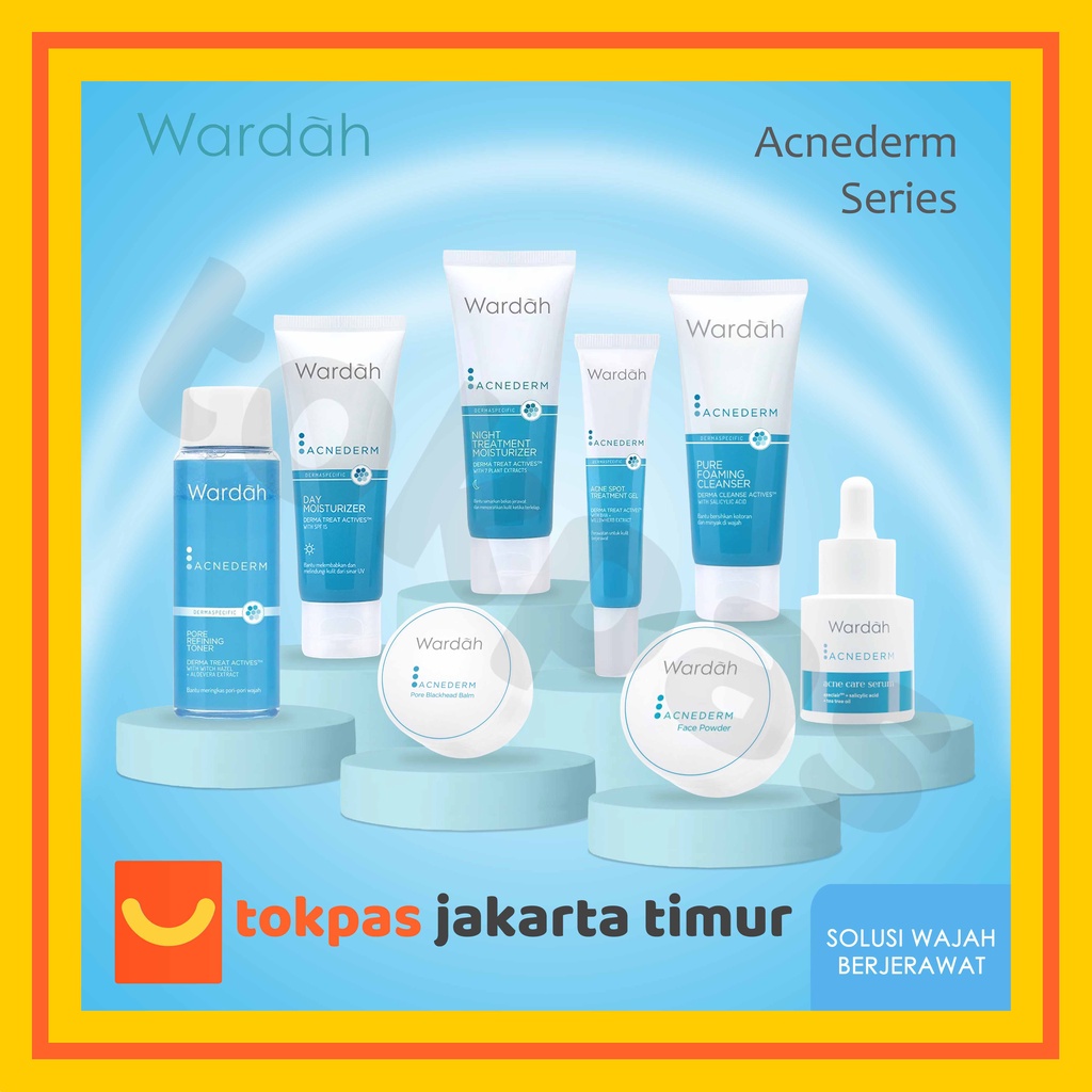 Wardah Acnederm Series Day / Night Moisturizer / Serum / Pore Refining Toner / Pore Blackhead Balm /