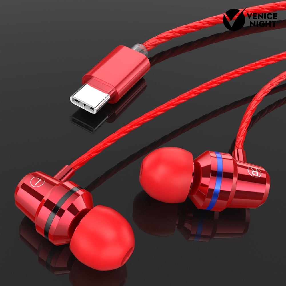 (VNEP) (Berkabel) M4 Type-C Earphone In-Ear Stereo Music Headset untuk Ponsel Xiao-mi Hua-wei