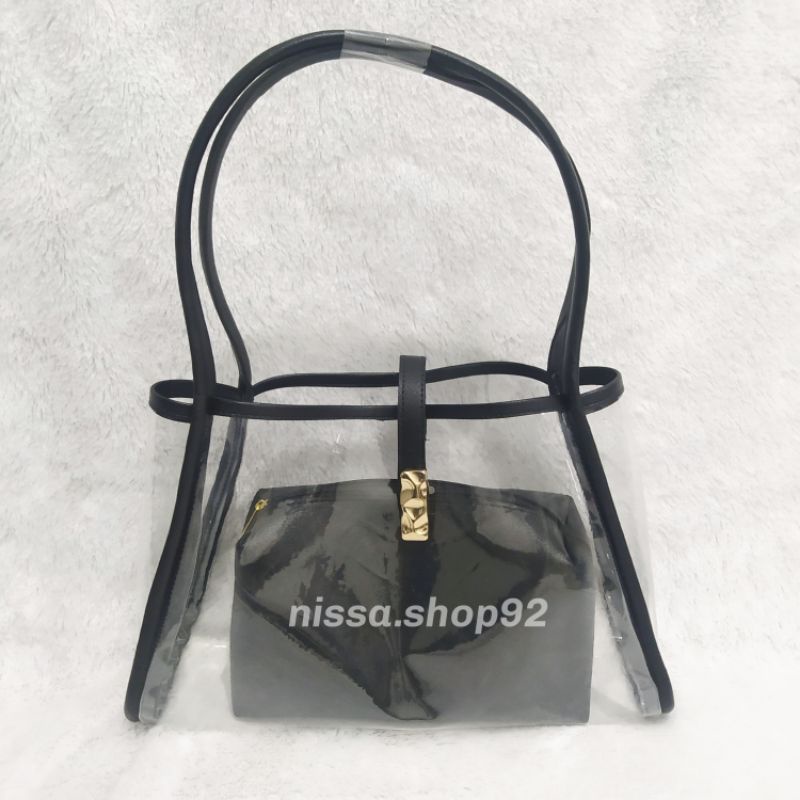 tas tote bag wanita plorida mica pvc transparan pouch/tas tote plorida mika