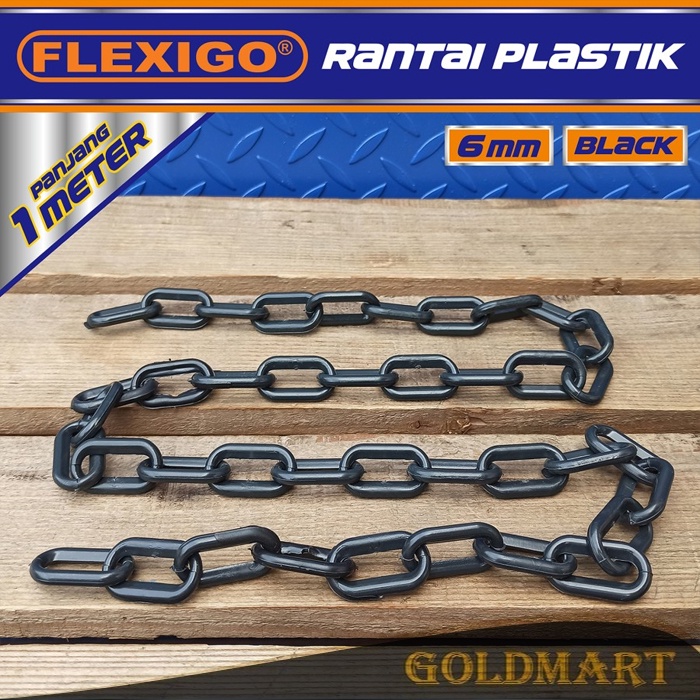 Rantai Plastik Traffic Cone Plastic Chain 6 mm ( 1 meter ) Hitam