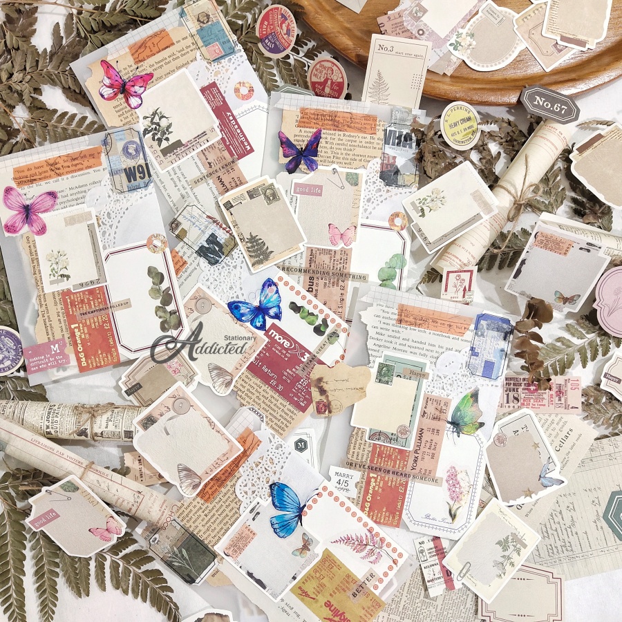 

135Pcs++ Journal Kit Premium Coffee Stories Journaling Kit Aesthetic Sticker Scrapbook Journal Old Day Vintage Retro Set Murah Paket Journal Aesthetic Old Paper Deco Diy