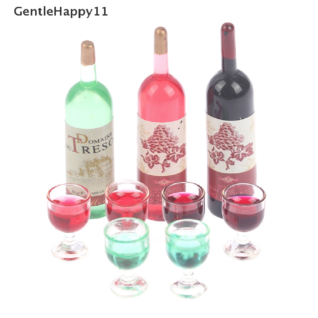 Gentlehappy 3pcs/set1per12rumah Boneka Miniatur Simulasi Botol Anggur Wine Gelas Model Mainan id