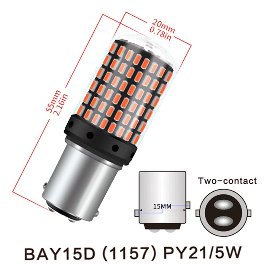 (Harga untuk satu set isi 2, dijual per box) LAMPU LED 144 POINT SMD EYES SOCKET 1157 BAY15D BRAKE LIGHT NON-KEDIP 12-24V