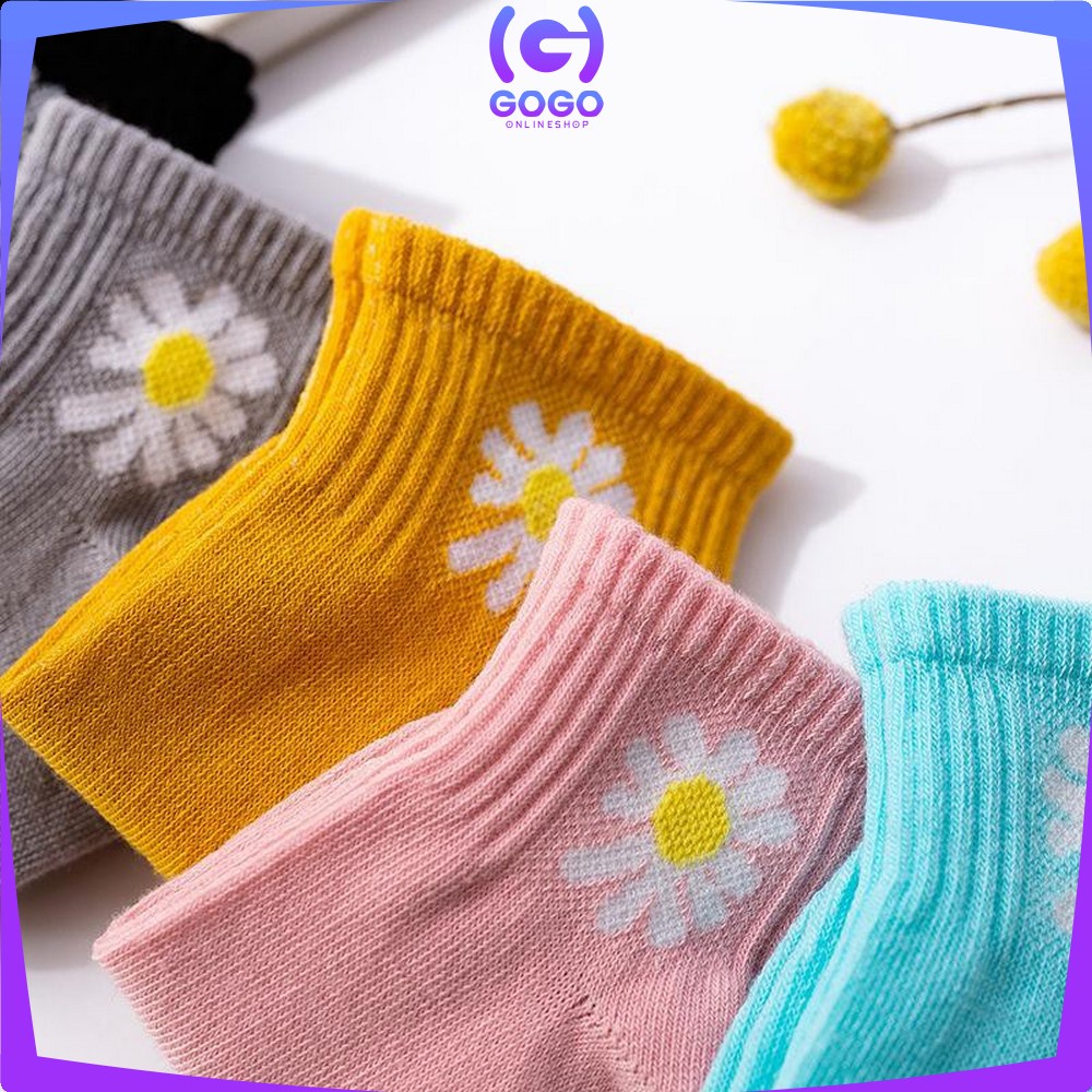 GOGO-P282 Kaos Kaki Motif Bunga Aster / Kaos Kaki Ankle Sock Motif Bunga Daisy Cute / Kaus Kaki Girl Korea Panjang Semata Kaki Import