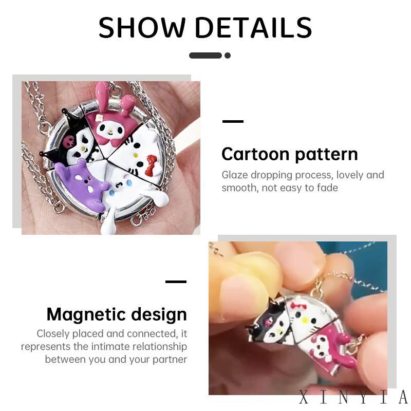 【Bayar di tempat】Kalung Liontin Kartun Sanrio Magnetik Suction Pizza Kuromi Melody Untuk Hadiah