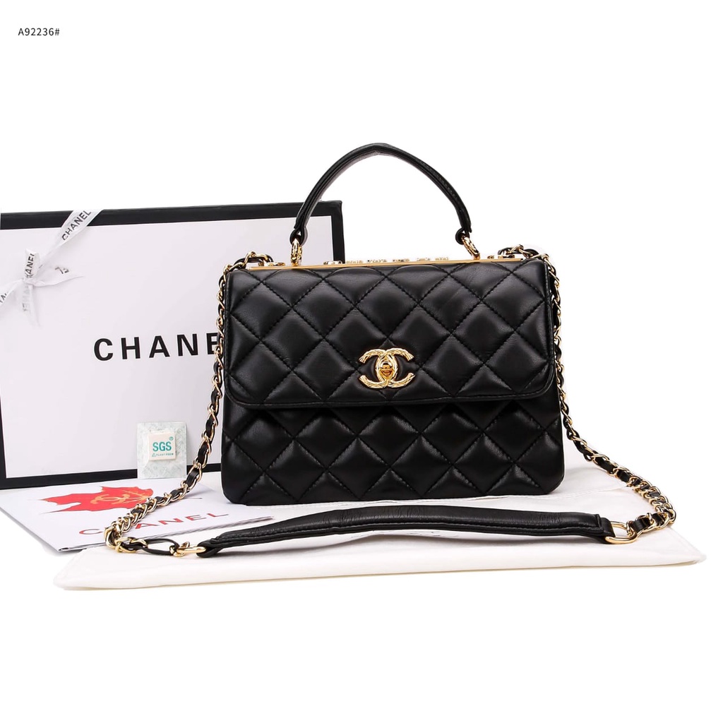 Tas CH Trendy CC Microchip Handle Shoulder Flap Bag GHW A92236# MIRROR QUALITY