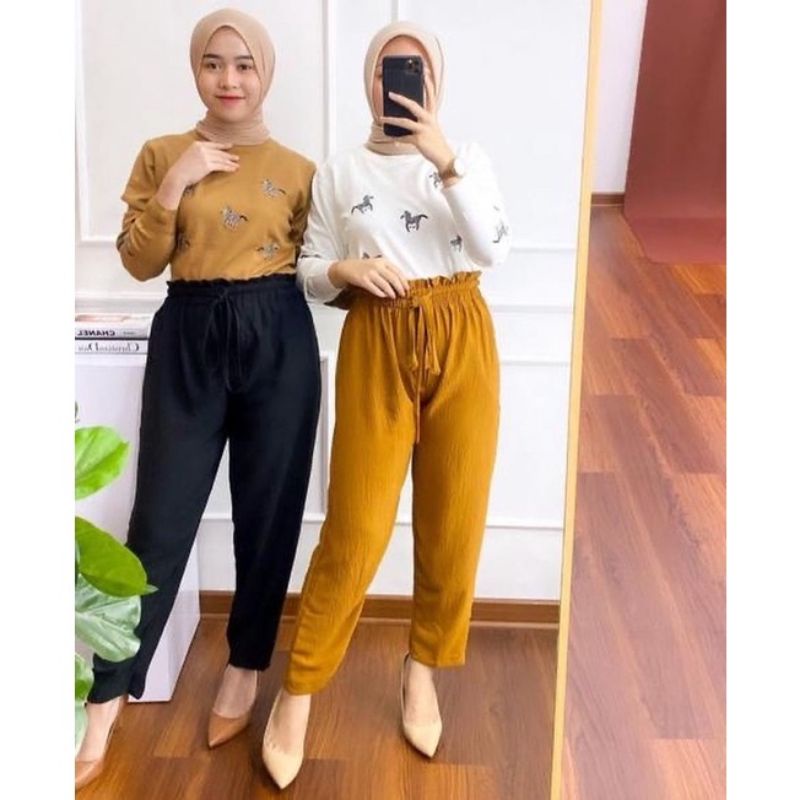 Celana Luna Crinkle Airflow / Luna Basic Pants / Celana Daily Casual