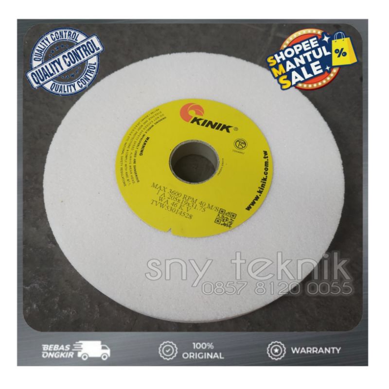 KINIK Batu Gerinda Asah 8" Inch Size 205 x 19 x 31.75 (WA 46 , 60, 80 dan 100)