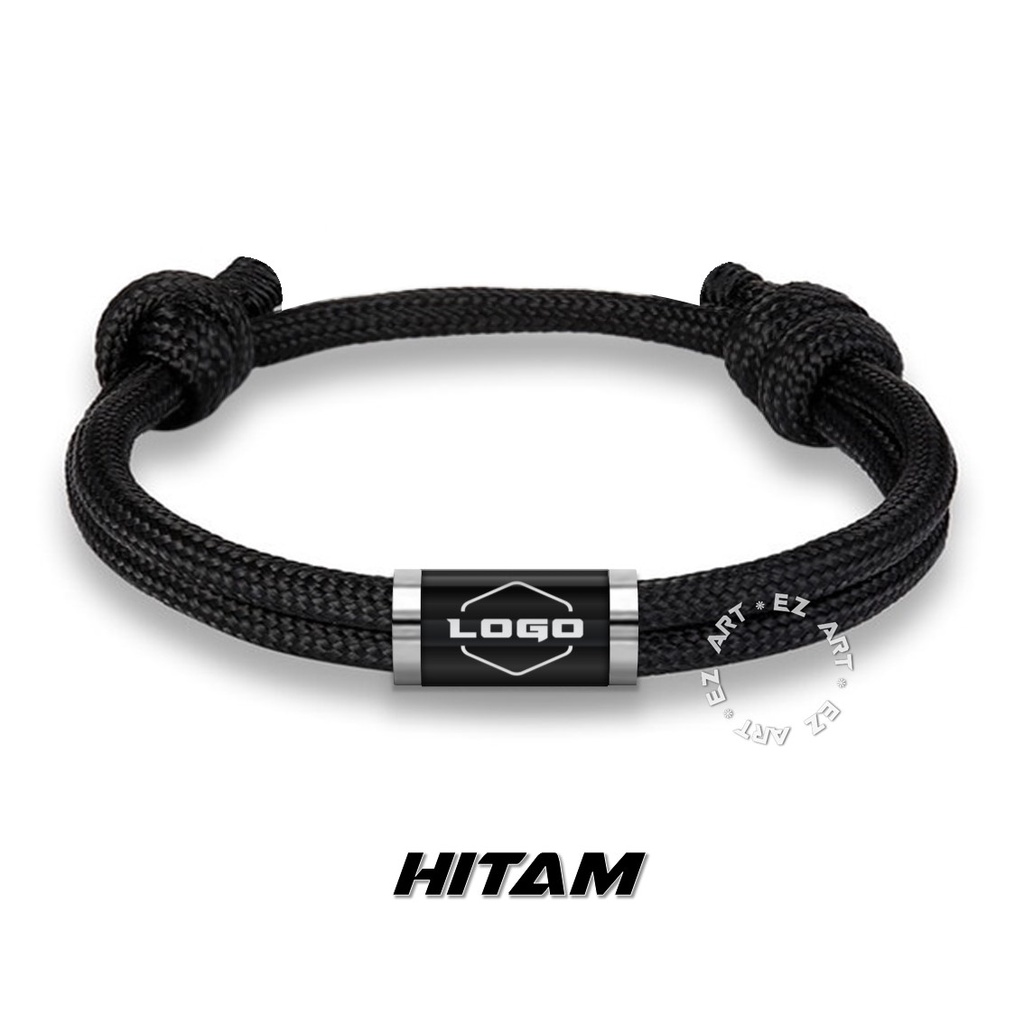 GELANG SIMPLE PARACORD CUSTOM REQUEST NAMA LOGO GAMBAR TABUNG KACA STAINLESS STEEL