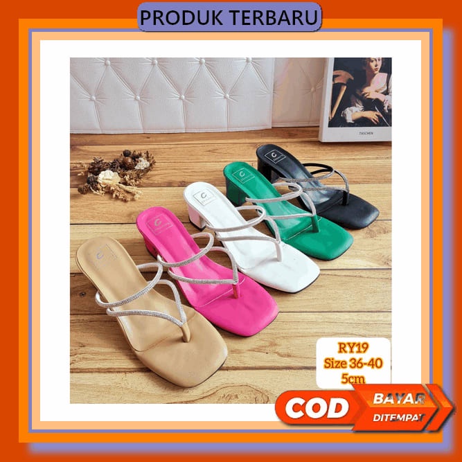 Sandal Heels Wanita / Selop Rajut / Heels 5Cm / Selop Heels / Heels Pesta / Heels Rajut Hitam Abbuso