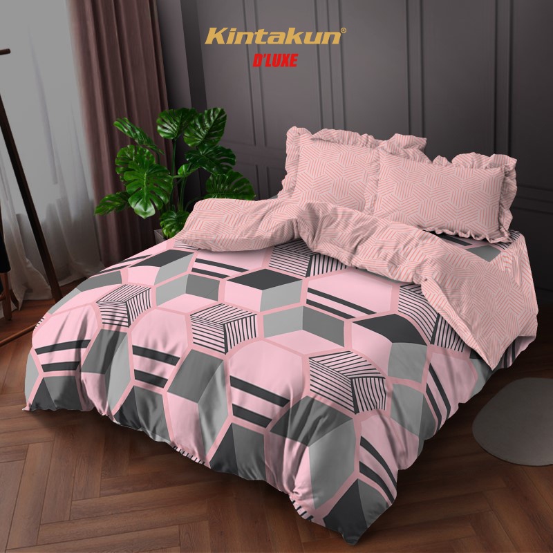 Kintakun Bedcover Set Rumbai 160/180 Rena Aesthetic Dluxe Microtex Pink