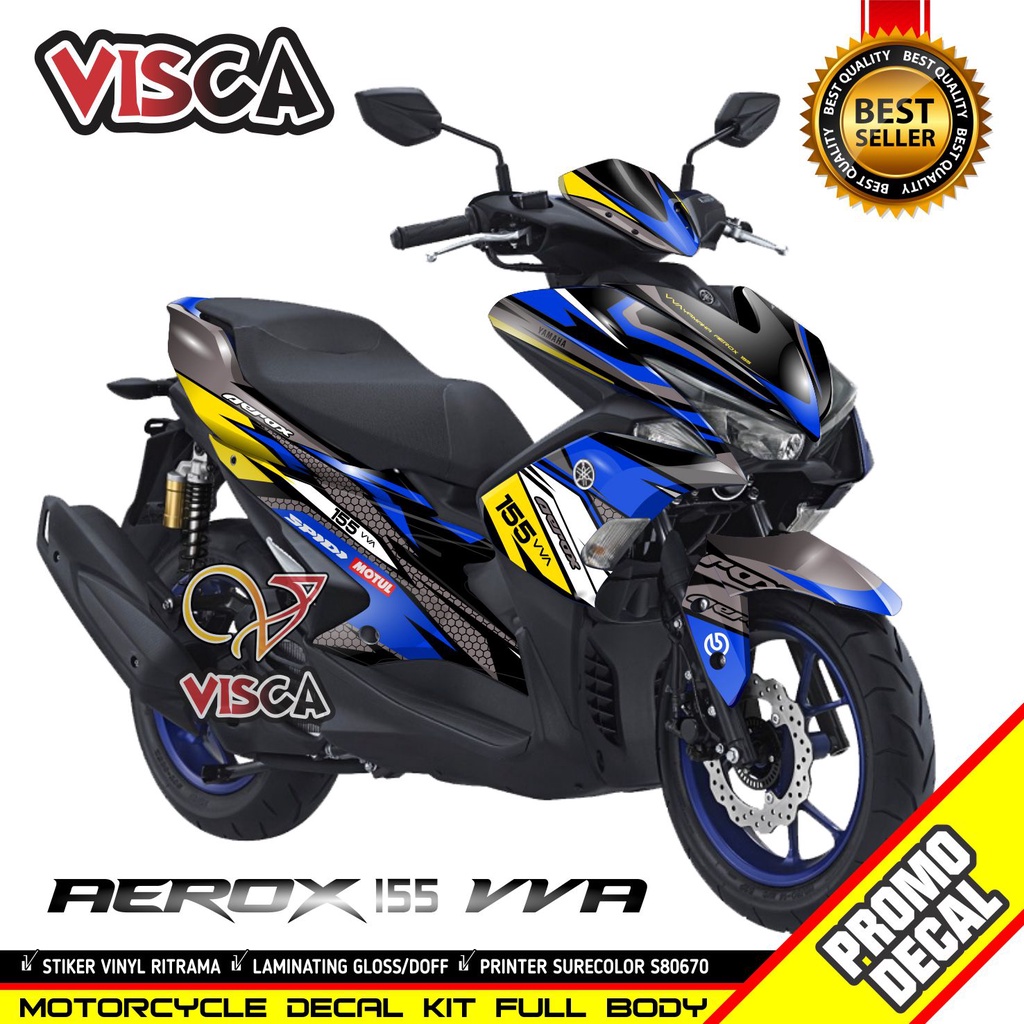Decal Aerox 155 Full Body Striping Aerox 155 old Stiker Aerox 155 Full Body Blue Black