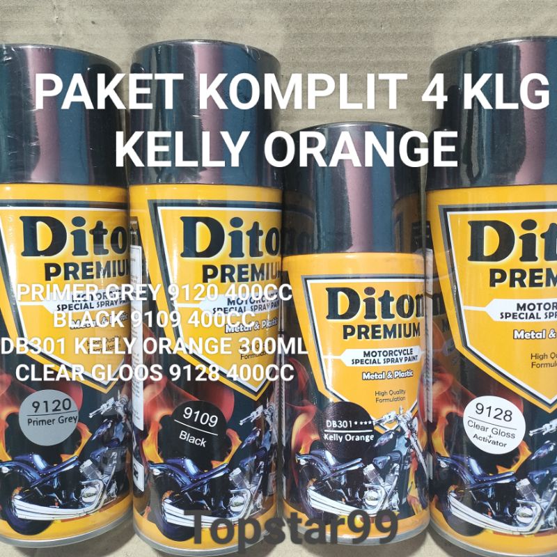 Pilok Cat Diton Premium Paket Lengkap 4 Kaleng Bunglon DB301 301 300ML Primer Grey 9120 Black 9109 Clear Gloss 9128 400cc Pilox Paketan Cat Semprot Special Spray Paint