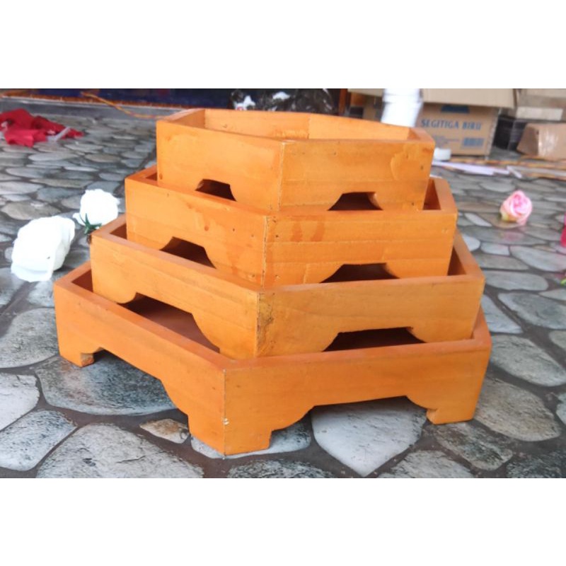kotak seserahan kayu/box nikahan segi enam/box nikahan/hexagonal/