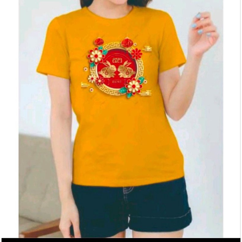 Baju Kaos Sincia Imlek CHINESE NEW YEAR 2023 Shio Kelinci Rabbit Couple Keluarga Wanita Unisex Jumbo