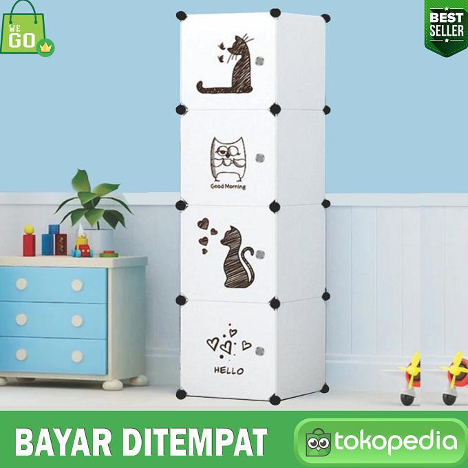 

Lemari Pakaian Plastik Portable Import 4 Pintu Hello Cat stock ready