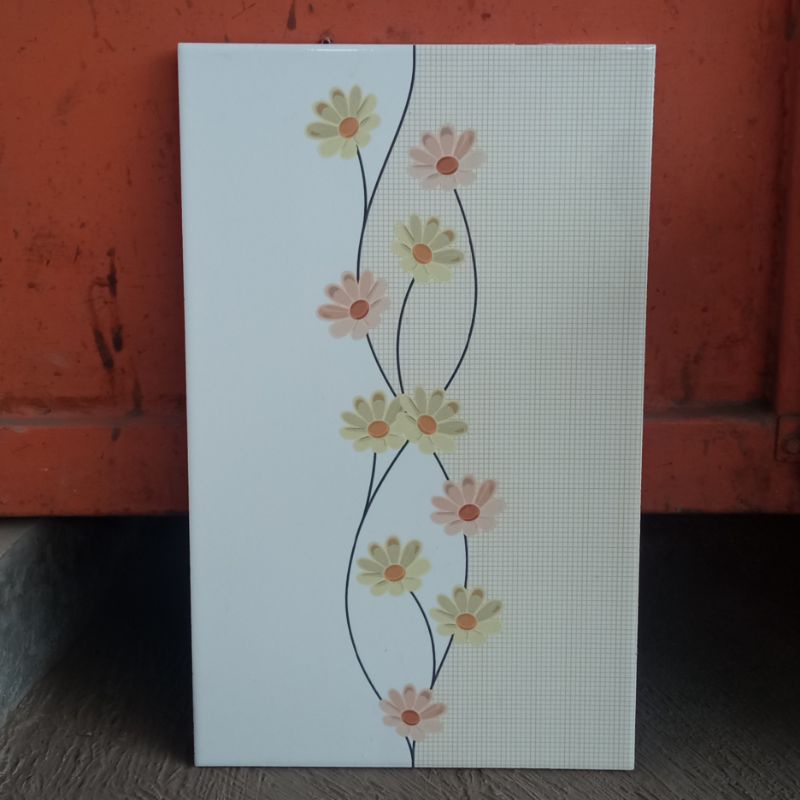 {ONGKIR DILUAR APLIKASI} Keramik Dinding Glossy Motif Bunga 25x40 AURELIA Xenia