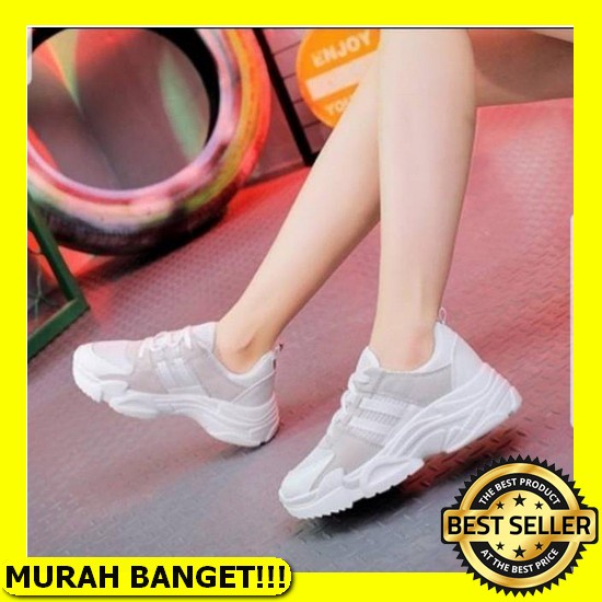 Sepatu Wanita Sneakers Import Terbaru Putih Hitam Korea Sekolah Tinggi Promo Branded Tipe S225 Hl888