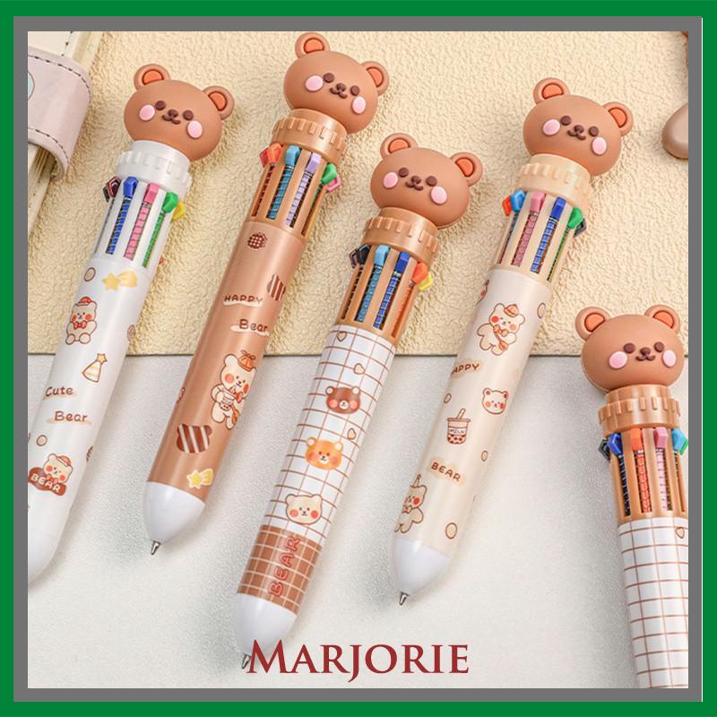 1pc Pulpen Mekanik 10 Warna Warni Rectractable Pen Color Motif Kartun Lucu Bear Grid Kotak Aesthetic Bolpoin Alat Tulis Sekolah-MJD