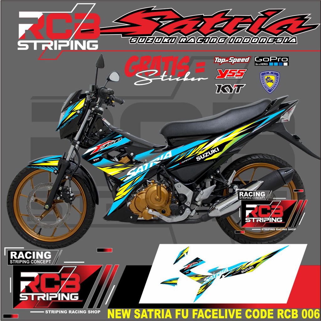 (COD) Striping Satria Fu / F 150 New Facelift F 2013 2014 2015 Variasi stiker satria facelift RCB006