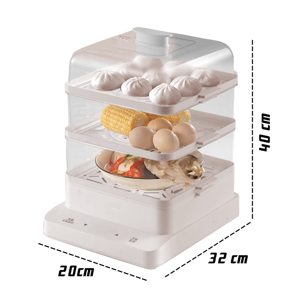 MILIKI SEGERA!! Alat Pengukus Makanan/Penghangat Kue Serbaguna UKURAN 40X32X20CM EGG BOILER ELEKTRIK 3 Layer 3 tingkat - TERMURAH