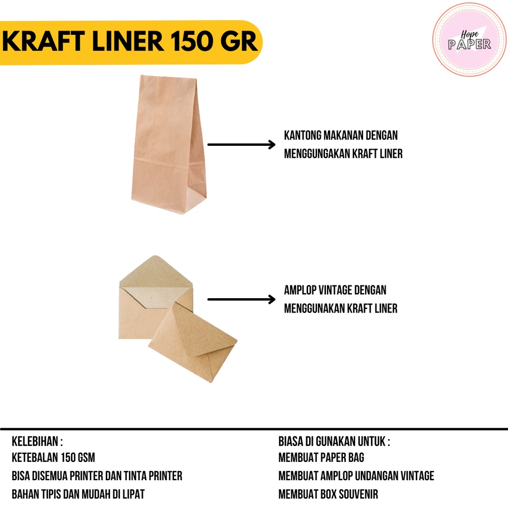 

RK Kertas Kraft F4 Liner 150 gsm isi 100 lembar / Kertas Kraft Coklat Liner 150 gsm