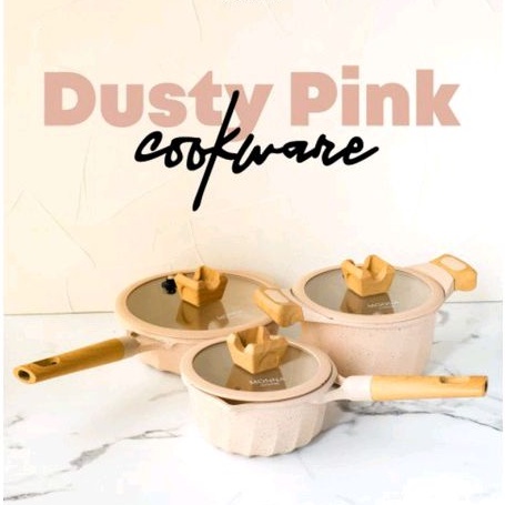 Monna Cookware Dusty Pink/Greblon Coating C3+/Panci Set