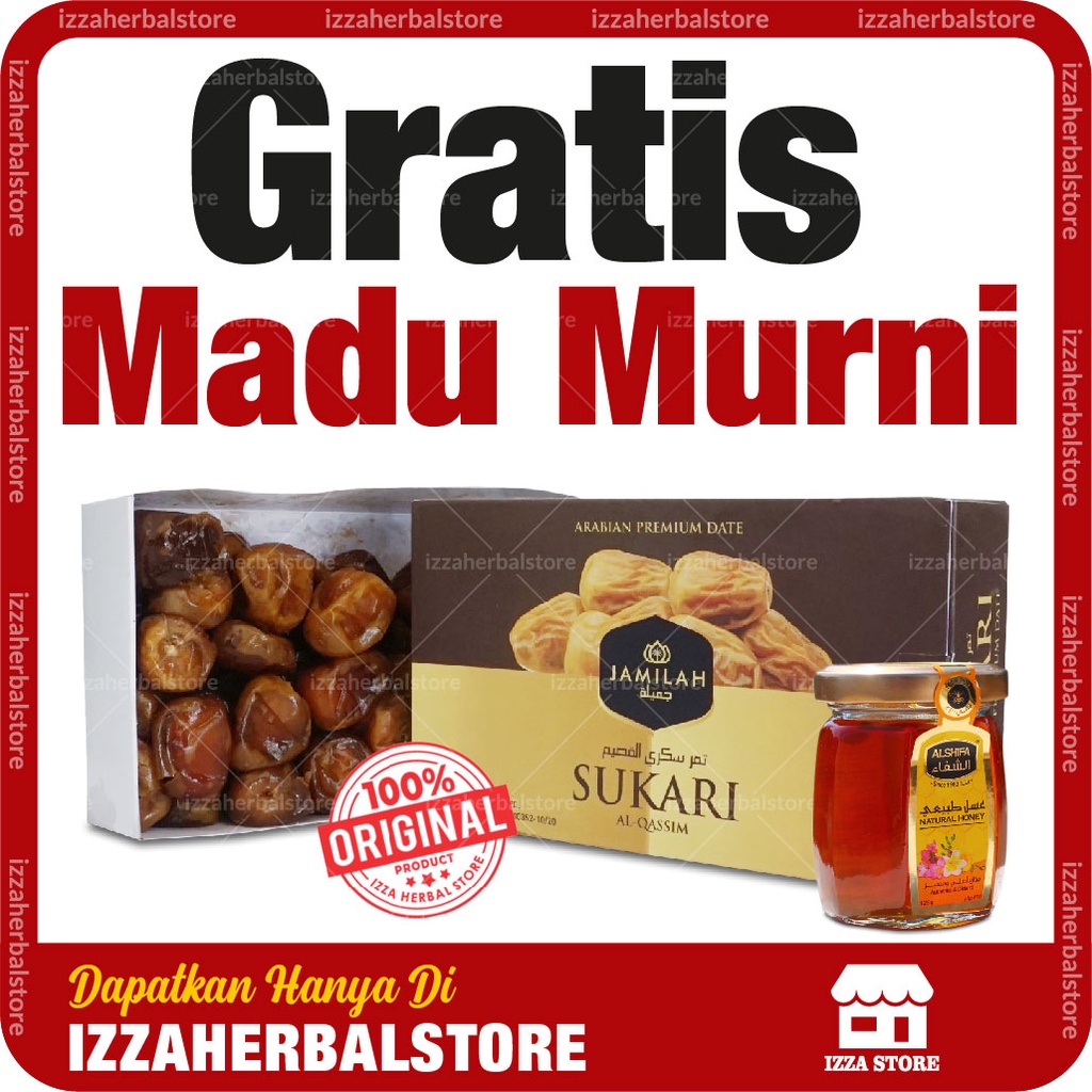 Kurma Sukari Premium Basah 500 gr Plus Madu Al Syifa Original JAMILAH Sukkari