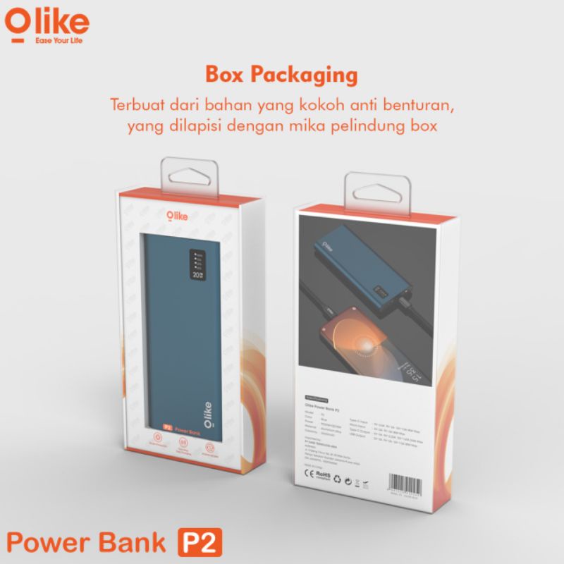 Power Bank Olike Quick 3.0 Fast Charging Powerbank 10000 mAh P2 1 Usb